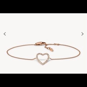 NWT Rose Gold Heart Fossil Bracelet